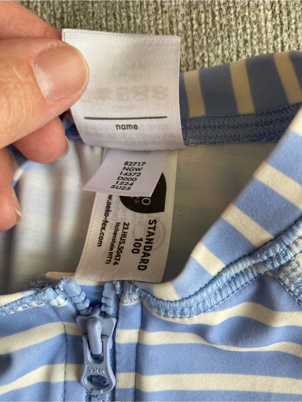 Hanna Andersson Blue and White Striped One-Piece Rash Guard - Picture 5 of 5
